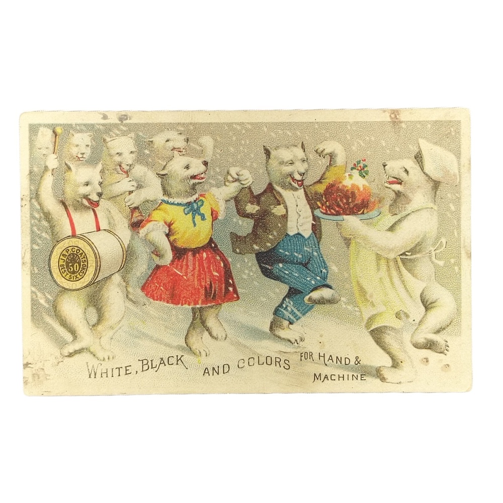 J P Coats Anthropomorphic Dressed Polar Bears Dancing Celebration 1887